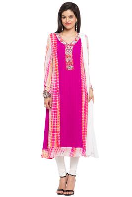 Pink Embroidered Georgette Salwar 1