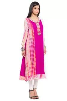Pink Embroidered Georgette Salwar