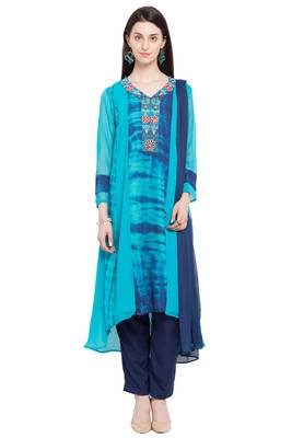 Blue Embroidered Georgette Salwar 1