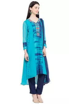 Blue Embroidered Georgette Salwar