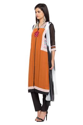 Orange Embroidered Cotton Salwar 2
