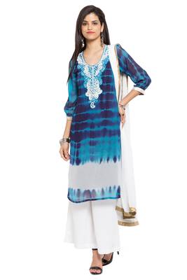 Blue Embroidered Georgette Salwar 1