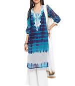 Blue Embroidered Georgette Salwar