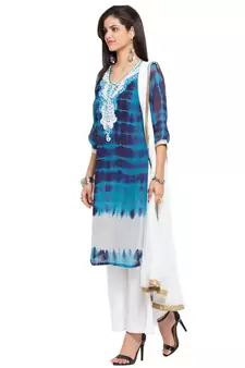 Blue Embroidered Georgette Salwar
