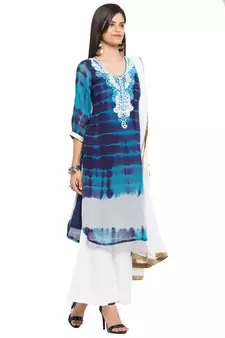 Blue Embroidered Georgette Salwar