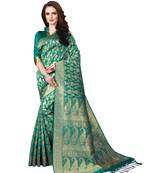Green woven banarasi saree with blouse