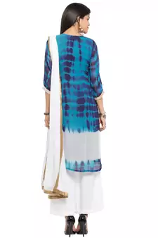 Blue Embroidered Georgette Salwar