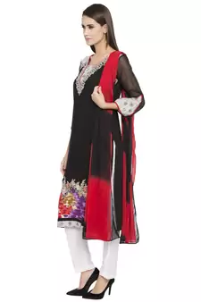 Black Embroidered Georgette Salwar
