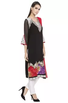 Black Embroidered Georgette Salwar