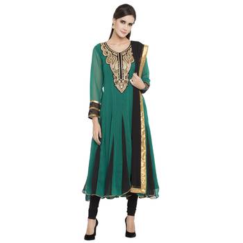 Green Embroidered Georgette Salwar 1