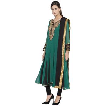 Green Embroidered Georgette Salwar 2