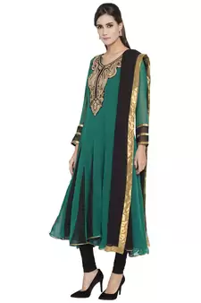 Green Embroidered Georgette Salwar