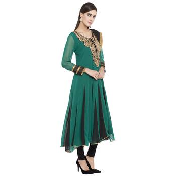 Green Embroidered Georgette Salwar 3