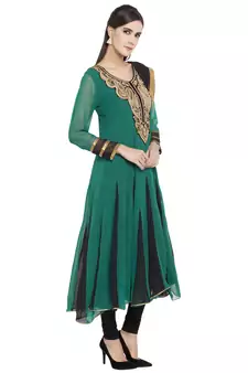 Green Embroidered Georgette Salwar