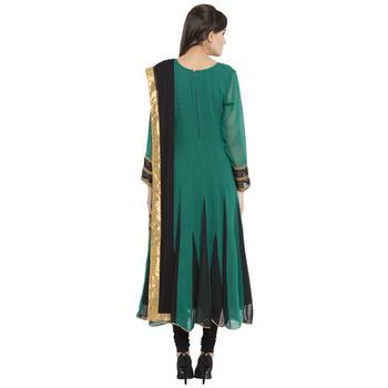 Green Embroidered Georgette Salwar 4