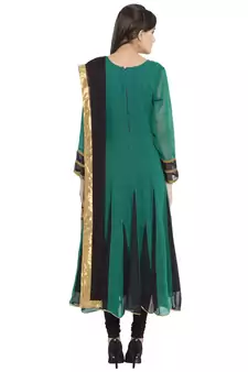 Green Embroidered Georgette Salwar
