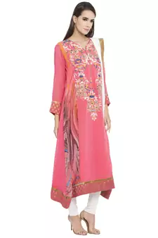 Pink Embroidered Georgette Salwar