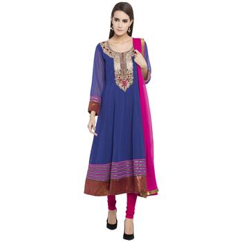 Blue Embroidered Georgette Salwar 1