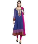 Blue Embroidered Georgette Salwar
