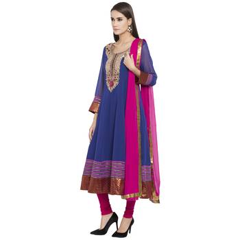 Blue Embroidered Georgette Salwar 2