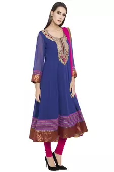 Blue Embroidered Georgette Salwar