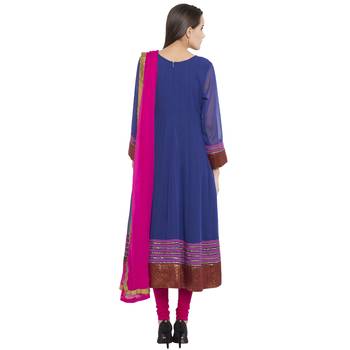 Blue Embroidered Georgette Salwar 4