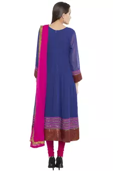 Blue Embroidered Georgette Salwar