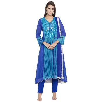 Blue Embroidered Georgette Salwar 1