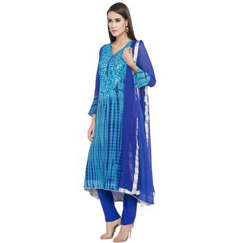 Blue Embroidered Georgette Salwar 2