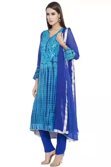 Blue Embroidered Georgette Salwar