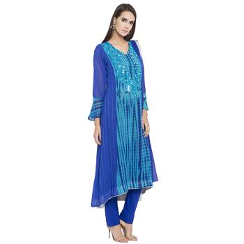 Blue Embroidered Georgette Salwar 3