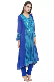 Blue Embroidered Georgette Salwar