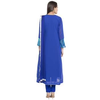 Blue Embroidered Georgette Salwar 4