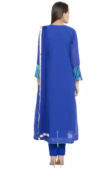 Blue Embroidered Georgette Salwar
