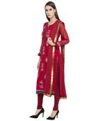 Red Embroidered Georgette Salwar