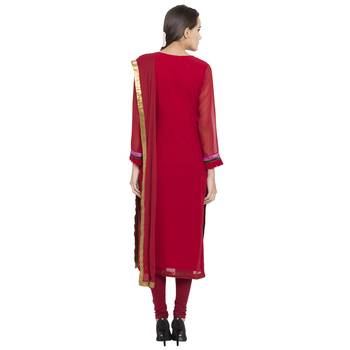 Red Embroidered Georgette Salwar 4