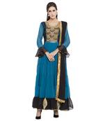 Blue Embroidered Georgette Salwar