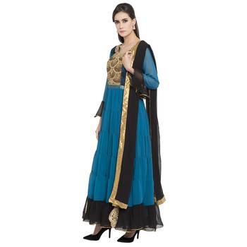 Blue Embroidered Georgette Salwar 2