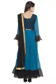 Blue Embroidered Georgette Salwar
