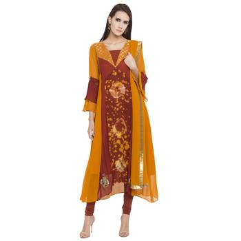 Orange Embroidered Georgette Salwar 1