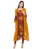 Orange Embroidered Georgette Salwar