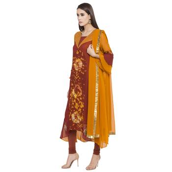 Orange Embroidered Georgette Salwar 2
