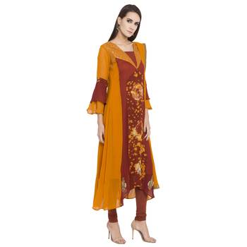 Orange Embroidered Georgette Salwar 3