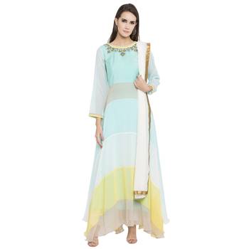 Green Embroidered Georgette Salwar 1