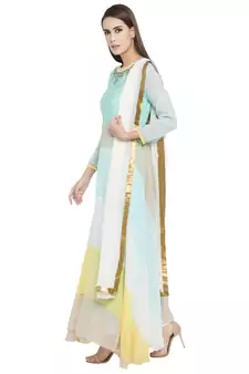 Green Embroidered Georgette Salwar