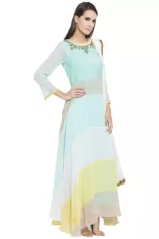 Green Embroidered Georgette Salwar