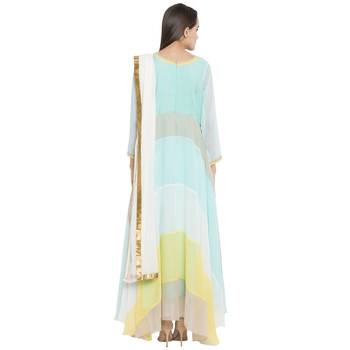 Green Embroidered Georgette Salwar 4