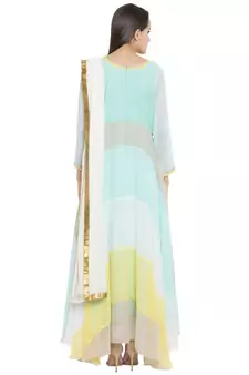 Green Embroidered Georgette Salwar