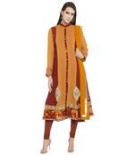 Orange Embroidered Georgette Salwar