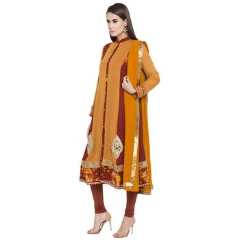 Orange Embroidered Georgette Salwar 2